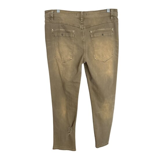 Free People Womens Olive Distressed Button-Fly Jeans Size 8 Cotton - Picture 4 of 6